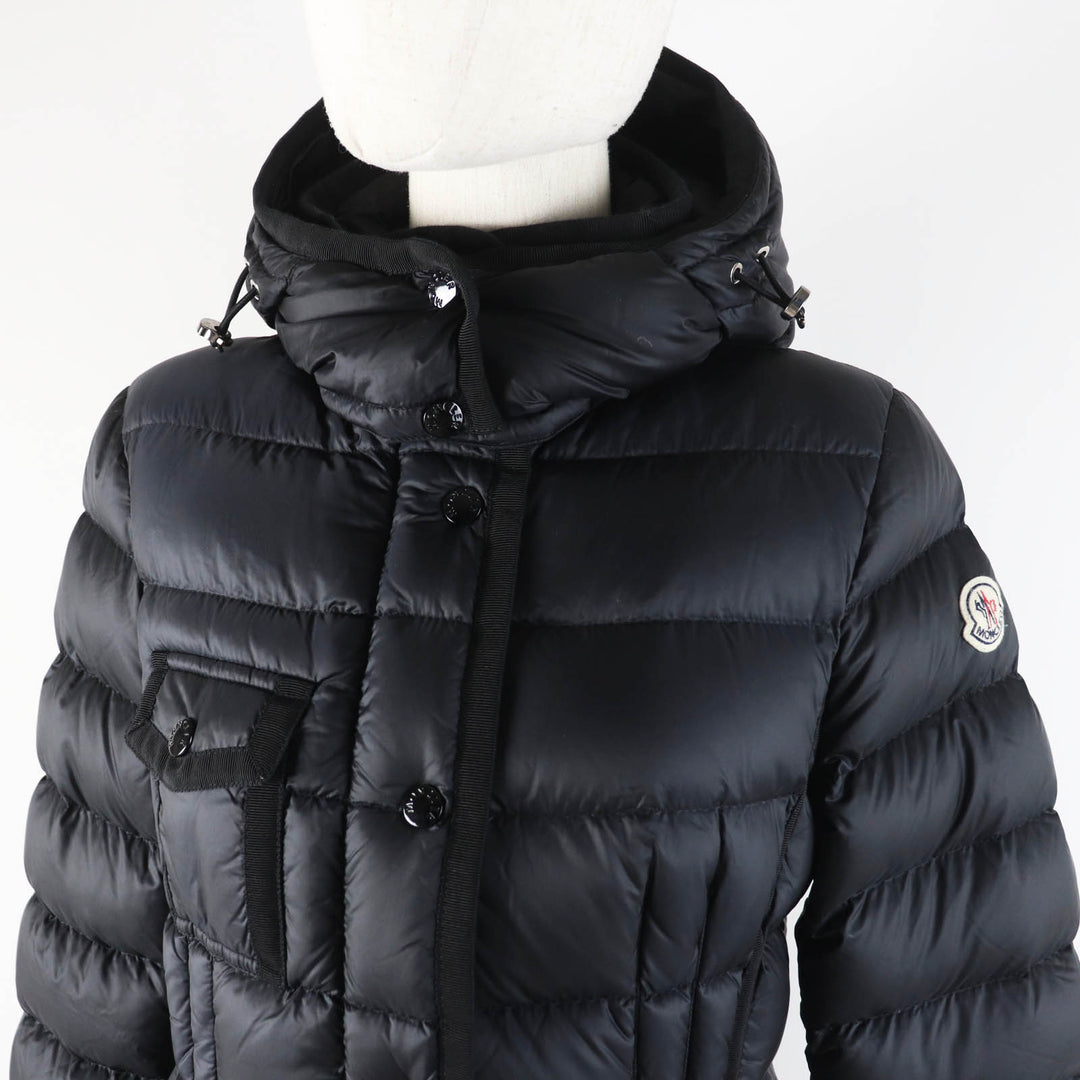 Great MONCLER down coat HERMINE Patch and hooded long black Nylon Women 0