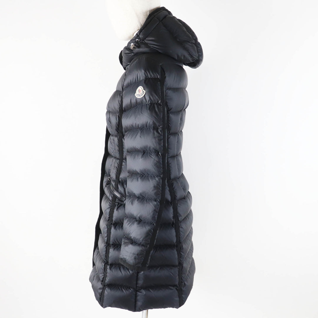 Great MONCLER down coat HERMINE Patch and hooded long black Nylon Women 0