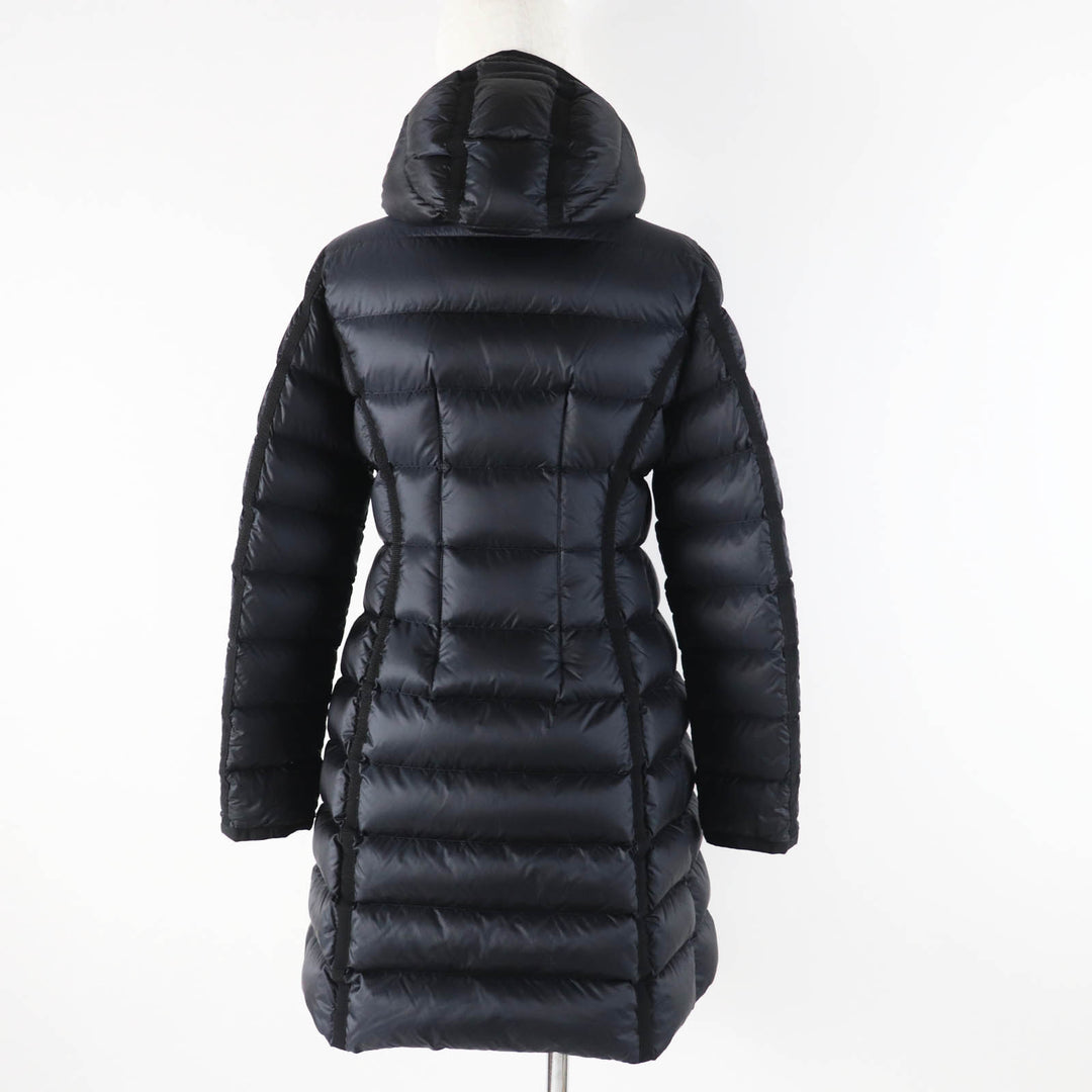 Great MONCLER down coat HERMINE Patch and hooded long black Nylon Women 0