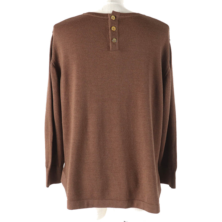 Great LEONARD FASHION tops Leopard Pattern Silk Switch Wool Knit Pullover woolM