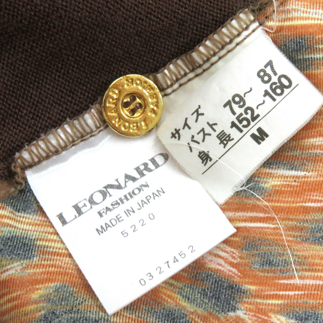 Great LEONARD FASHION tops Leopard Pattern Silk Switch Wool Knit Pullover woolM
