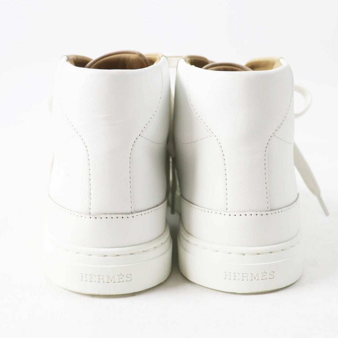 Excellent HERMES High cut sneakers Daydream kelly buckle White beige leather