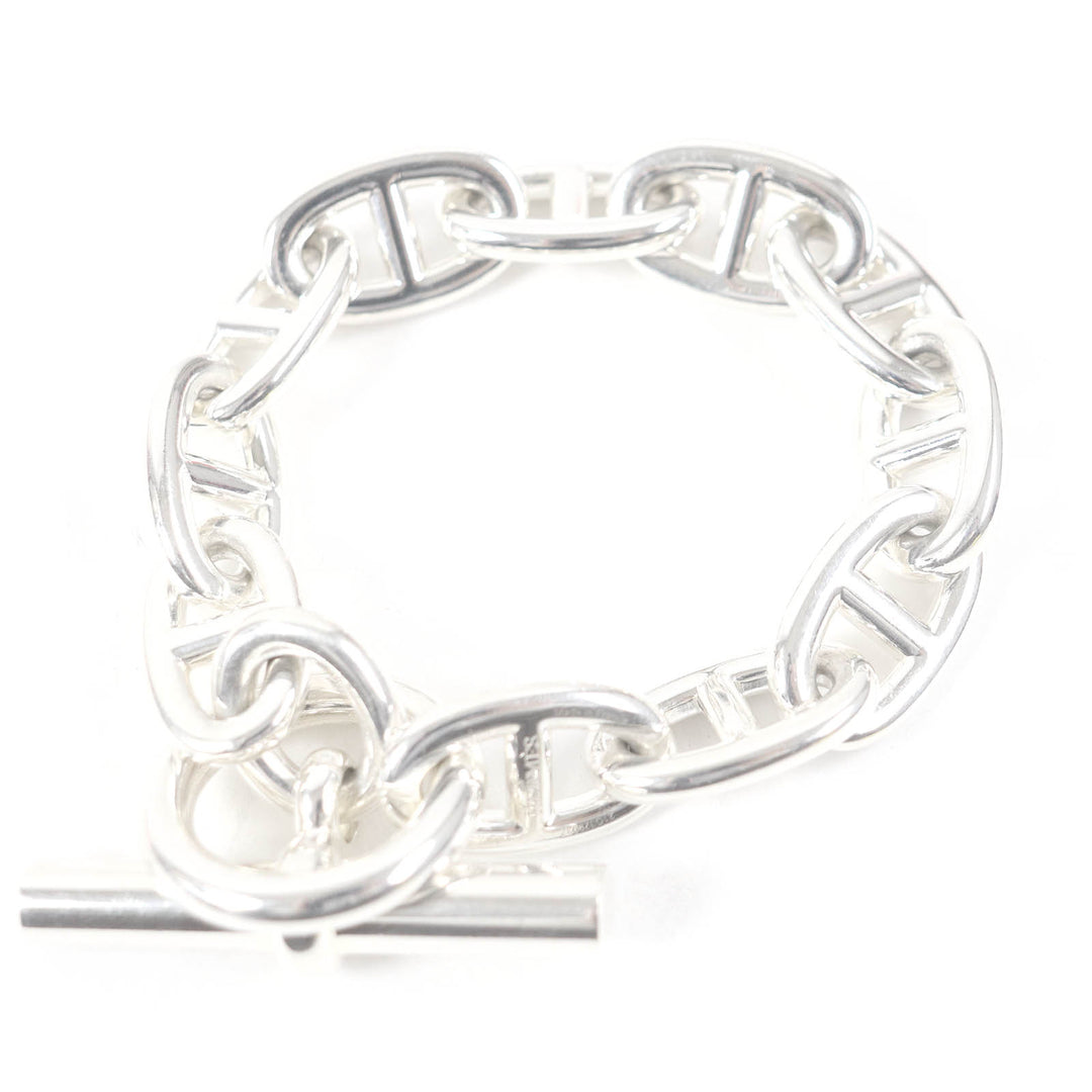 Great HERMES bracelet Chene Dunkle TGM 11 frames Silver AG925 mens