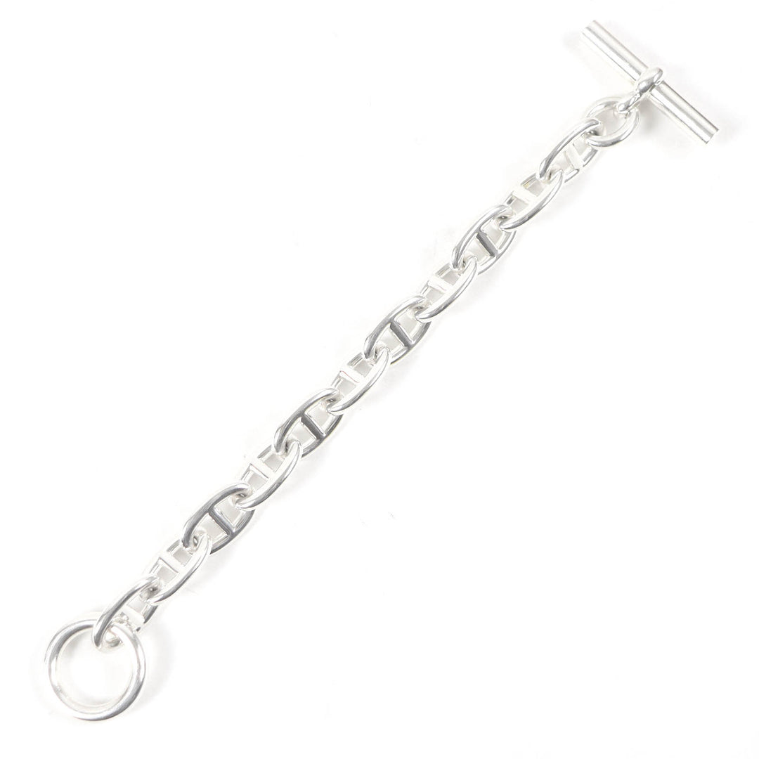 Great HERMES bracelet Chene Dunkle TGM 11 frames Silver AG925 mens