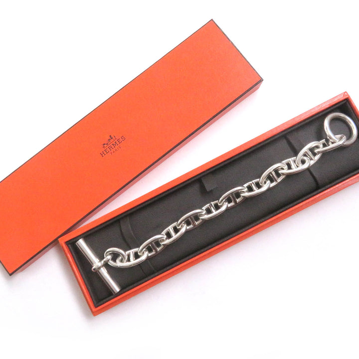 Great HERMES bracelet Chene Dunkle TGM 11 frames Silver AG925 mens
