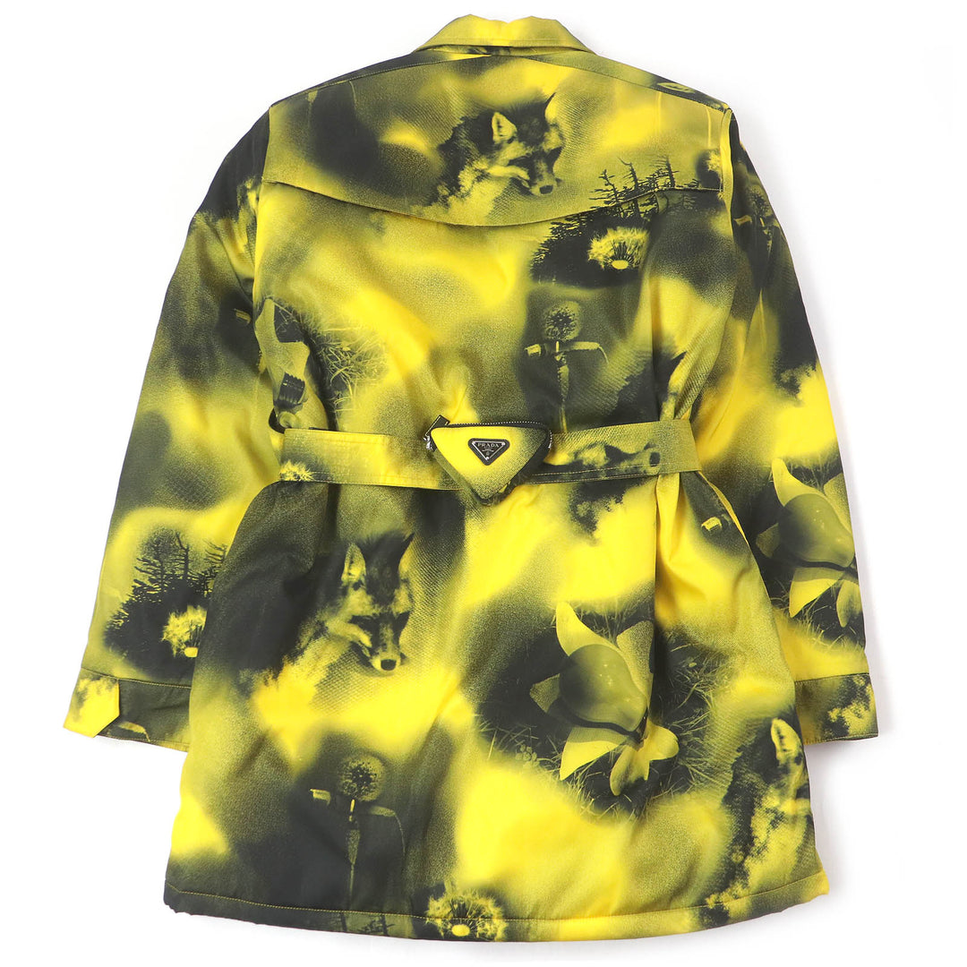 Pristine PRADA coat Triangle Logo Padded Graphic yellow recycled mens XS SGC091