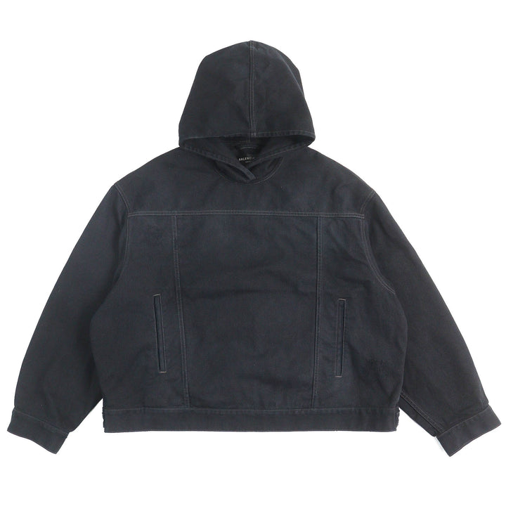 Great BALENCIAGA hoodie DENIM FOODIE PULL-OVER PARKER mens 1 719313 TNW54