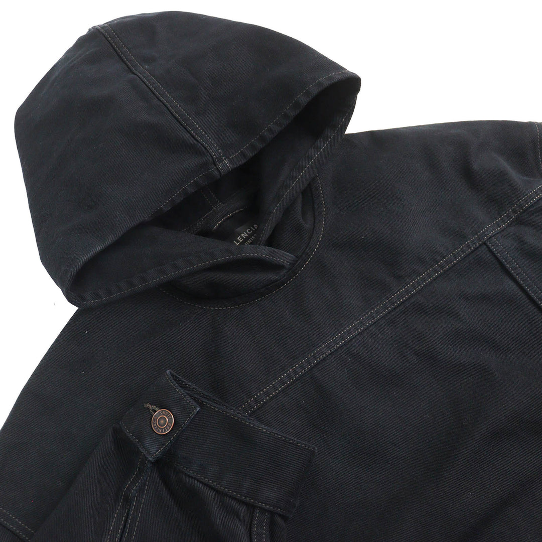 Great BALENCIAGA hoodie DENIM FOODIE PULL-OVER PARKER cotton mens 1 719313 TNW54