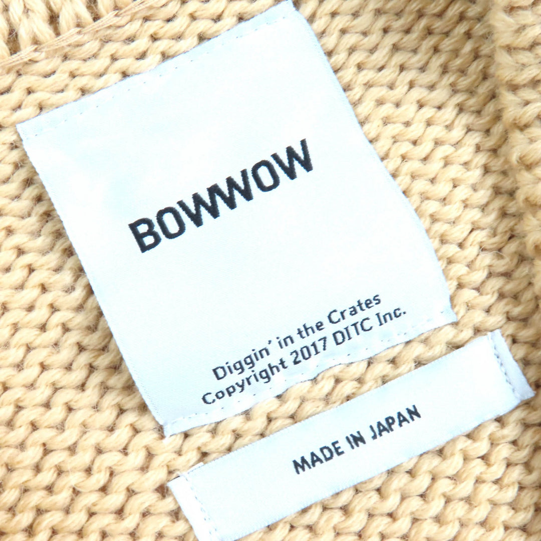 Excellent BOWWOW cardigan BEATLE MANIA CARDIGAN Leather elbow patch V-neck mens XL