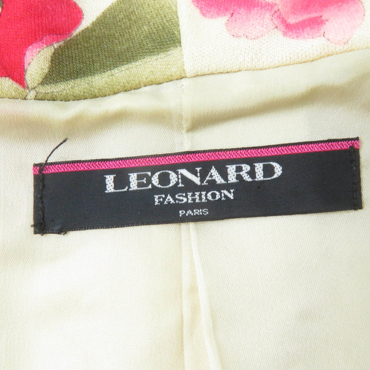 Very Good LEONARD FASHION Jacket Flower print hooded Ivory wool Women