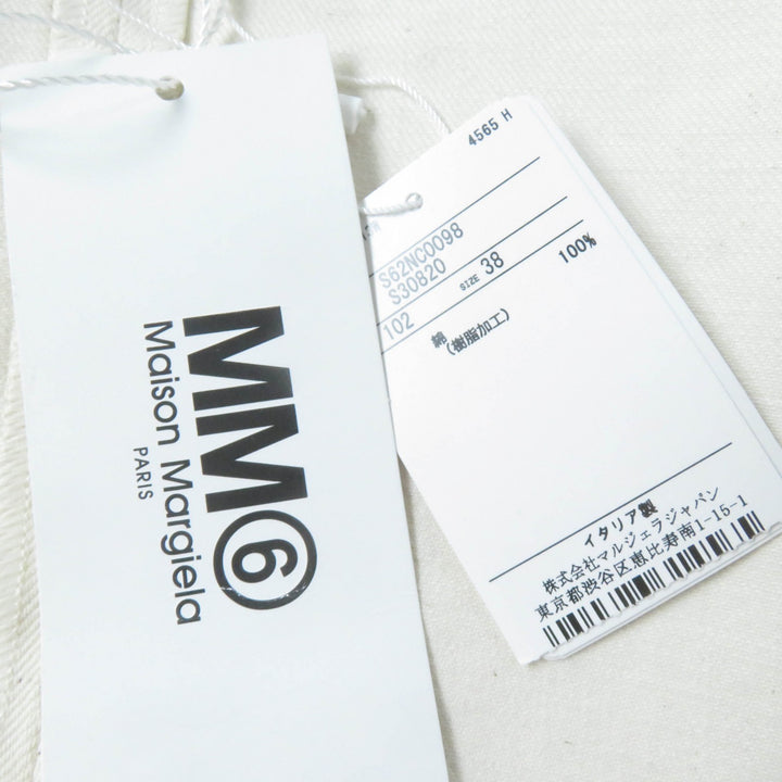 Pristine MM6 Maison Margiela Best Cut-off design coated denim ZIP Ivory cotton Women 38 S62NC0098