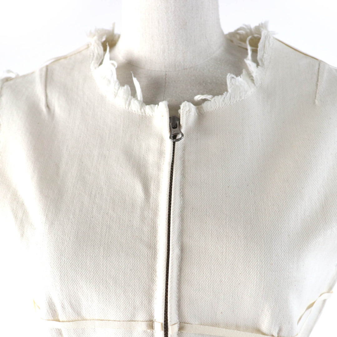 Pristine MM6 Maison Margiela Best Cut-off design coated denim ZIP Ivory cotton Women 38 S62NC0098