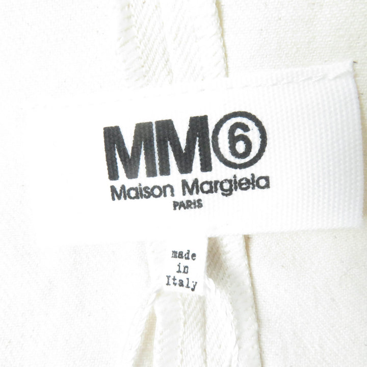 Pristine MM6 Maison Margiela Best Cut-off design coated denim ZIP Ivory cotton Women 38 S62NC0098