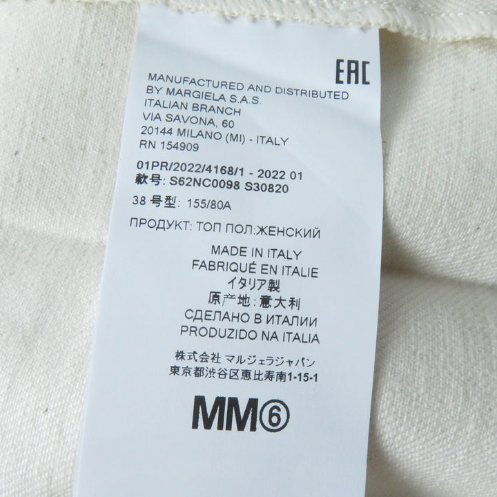 Pristine MM6 Maison Margiela Best Cut-off design coated denim ZIP Ivory cotton Women 38 S62NC0098
