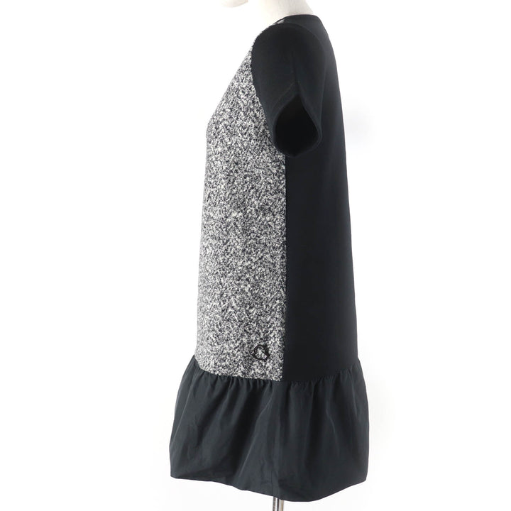 Excellent MONCLER Tunic ABITO Tweed switching Bonding Short sleeve black Rayon Women XS