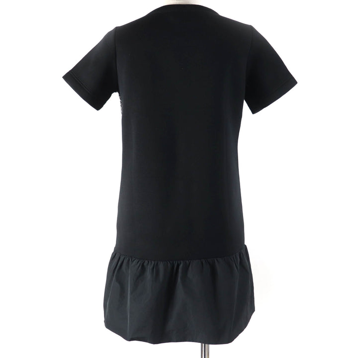 Excellent MONCLER Tunic ABITO Tweed switching Bonding Short sleeve black Rayon Women XS