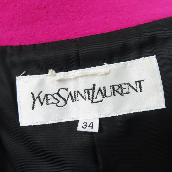 Great YVES SAINT LAURENT coat Long length pink wool Women 34