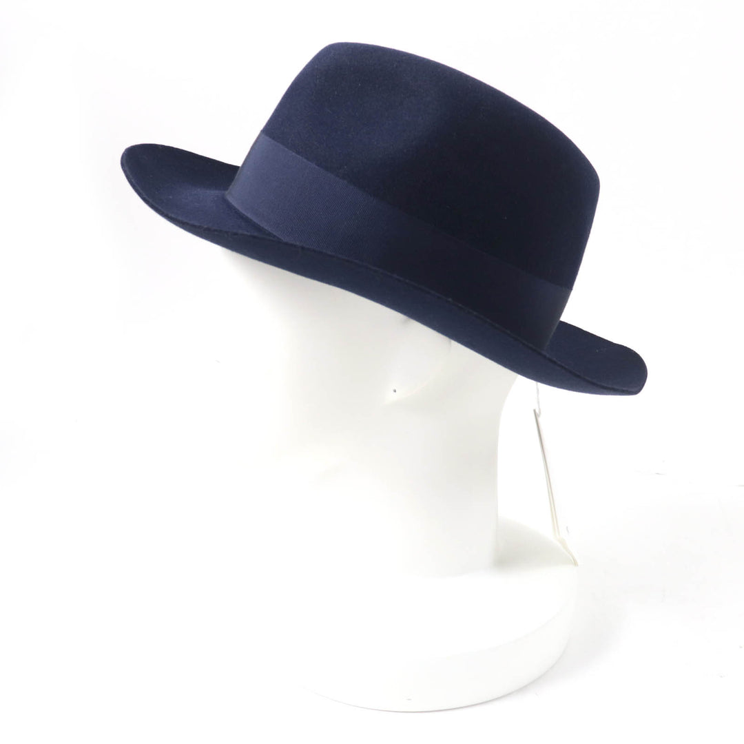 Great HERMES hat Leather and Felt Navy Rabbit felt Women 56