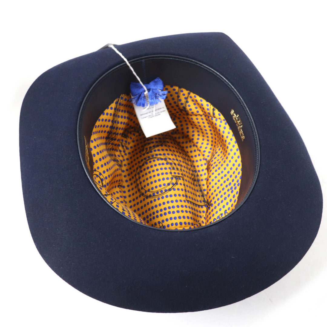 Great HERMES hat Leather and Felt Navy Rabbit felt Women 56