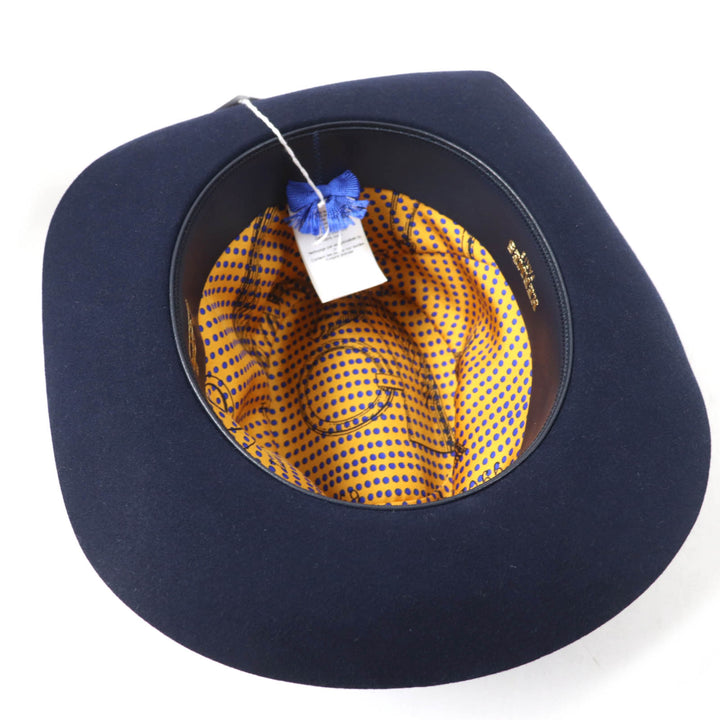 Great HERMES hat Leather and Felt Navy Rabbit felt Women 56