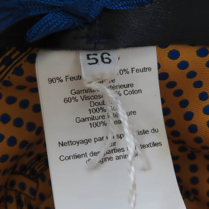 Great HERMES hat Leather and Felt Navy Rabbit felt Women 56