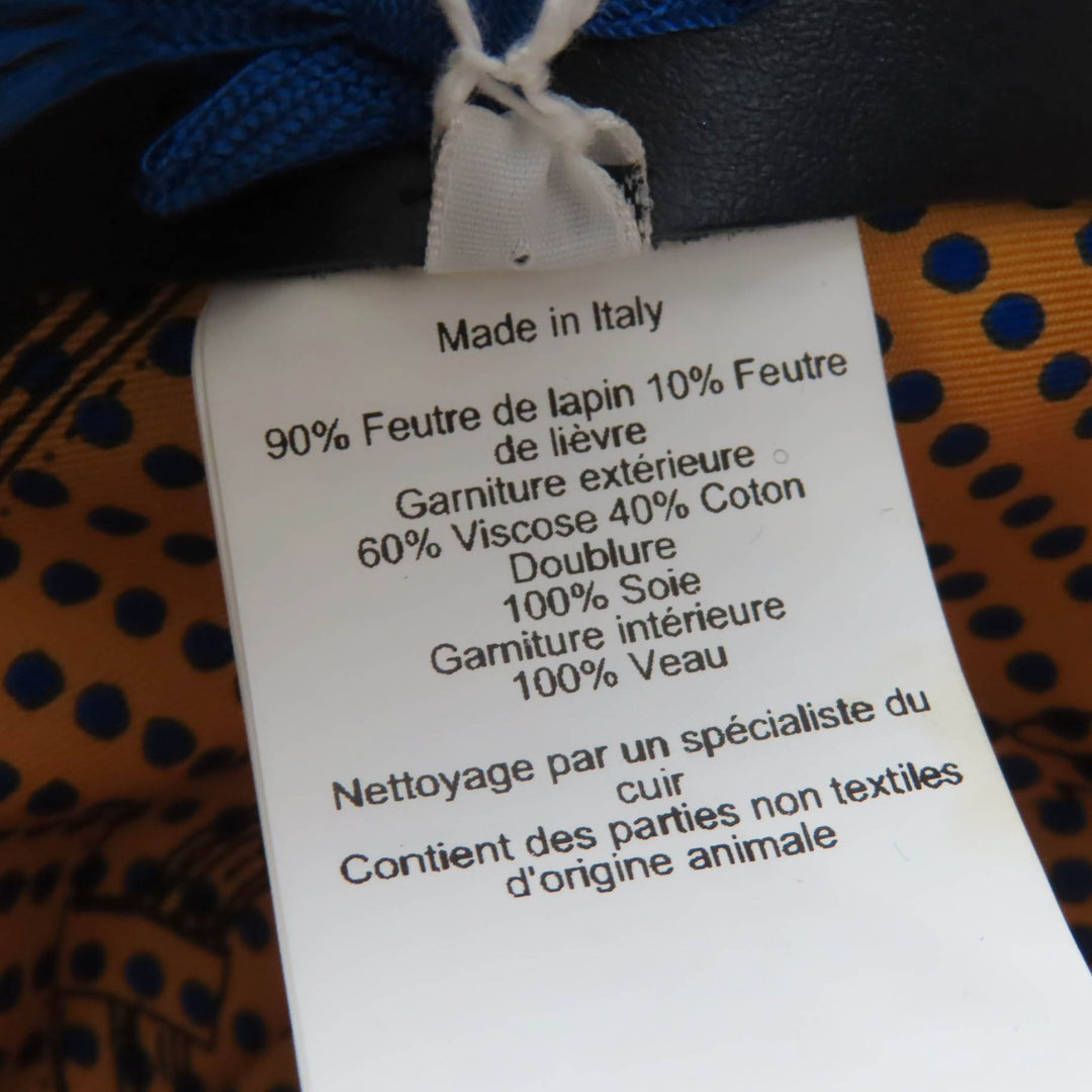 Great HERMES hat Leather and Felt Navy Rabbit felt Women 56