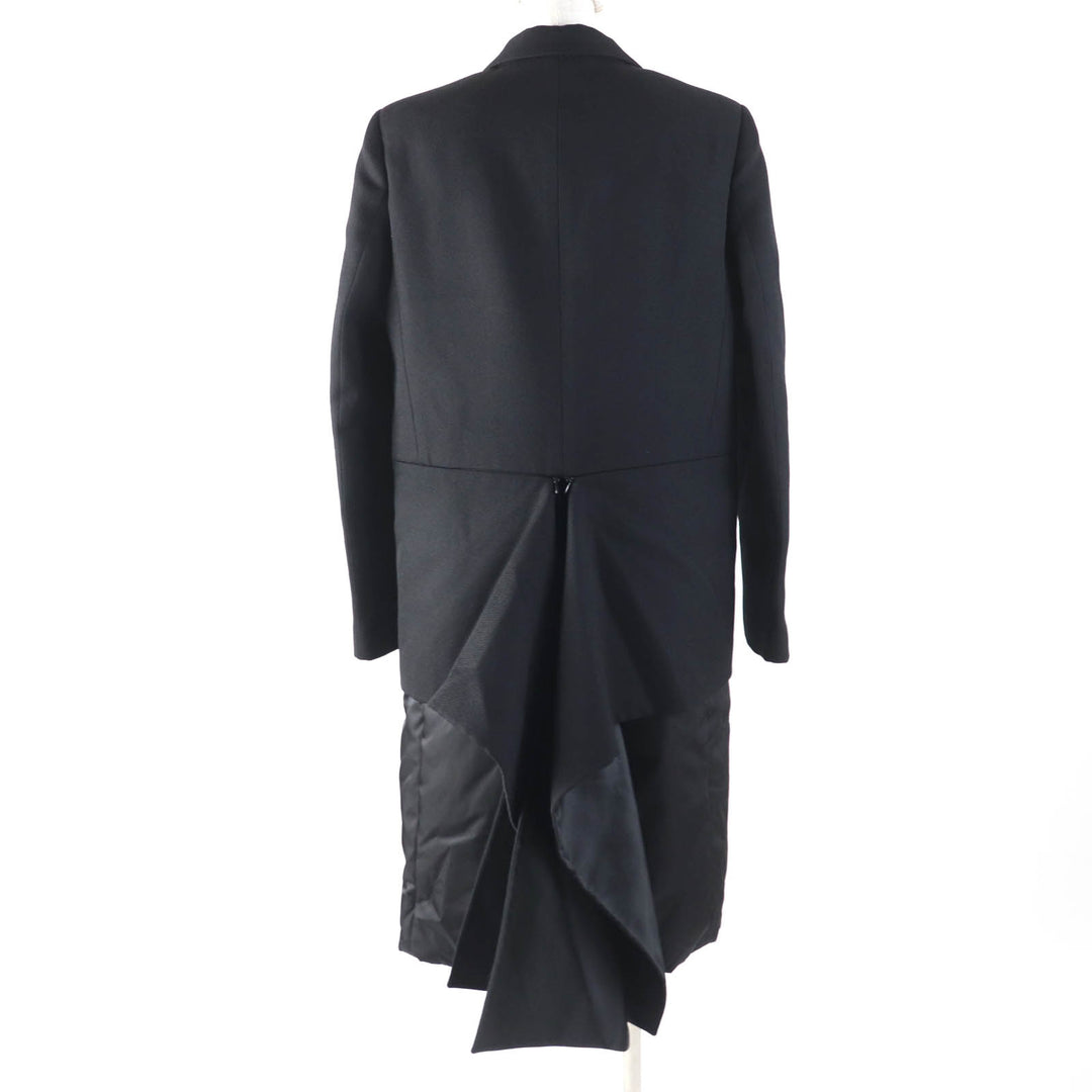 Pristine BURBERRY coat Long length design black Virgin wool Women 38