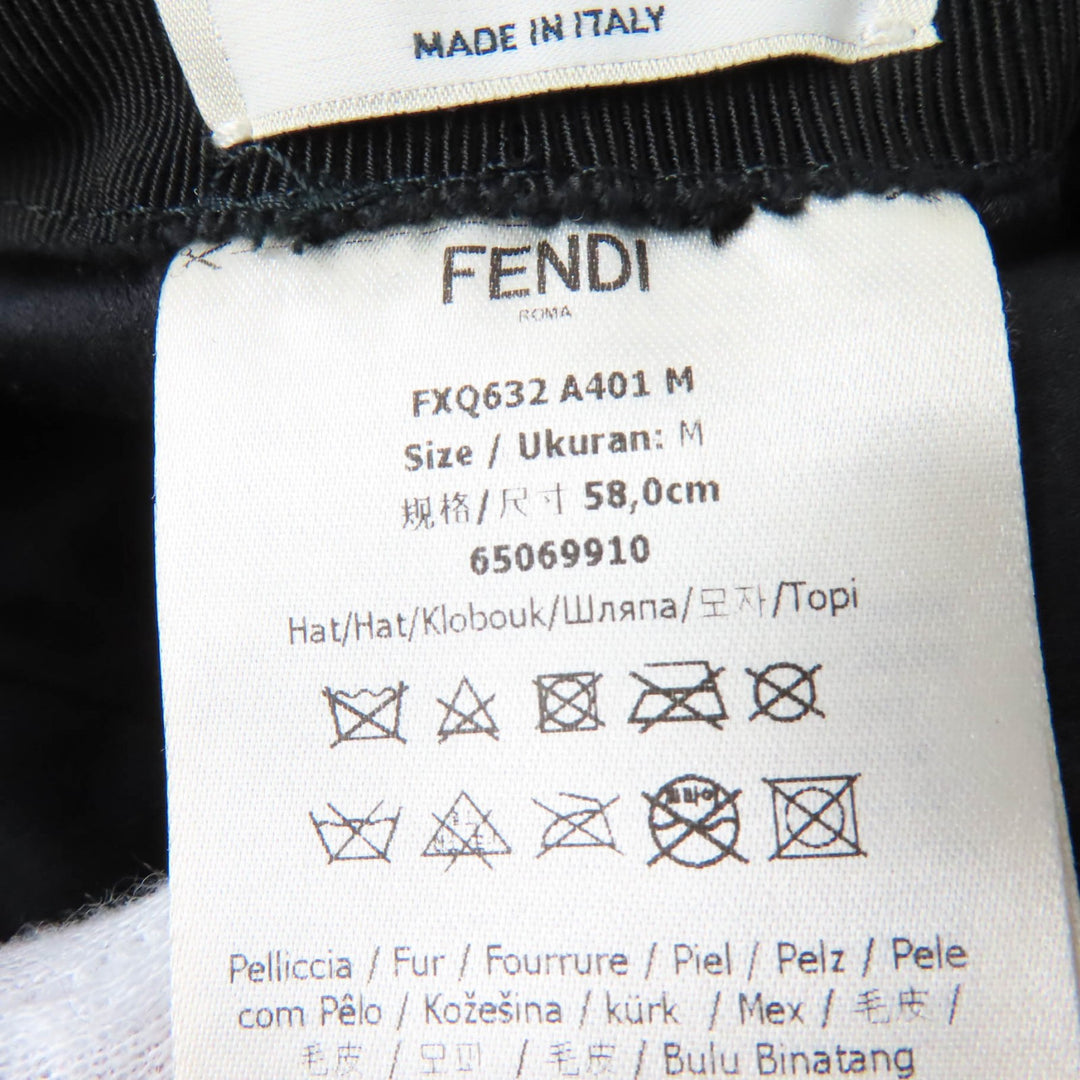 Great FENDI hat Zucca Pattern Shearling Hat Brown black Sheep leather Women M FXQ632
