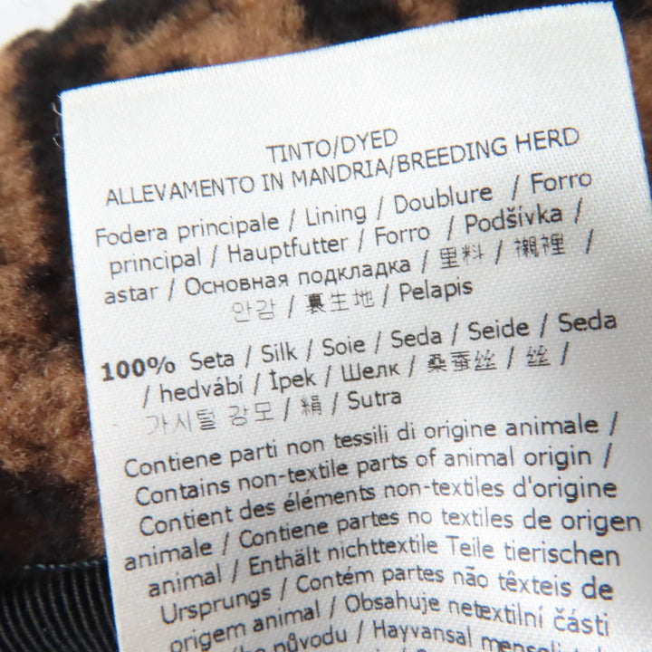 Great FENDI hat Zucca Pattern Shearling Hat Brown black Sheep leather Women M