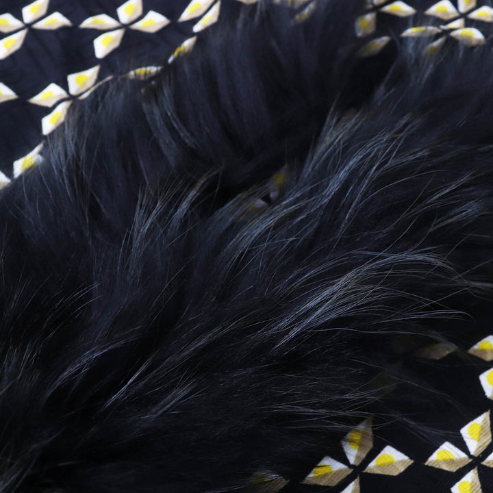 FENDI scarf Zucca Pattern Black Yellow Beige White silk Women FXT069