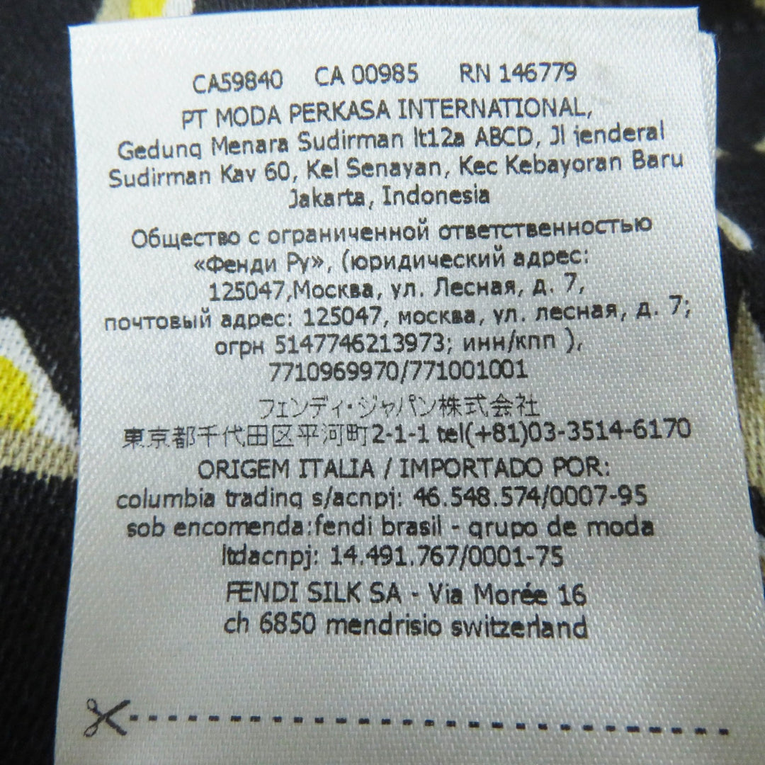 FENDI scarf Zucca Pattern Black Yellow Beige White silk Women FXT069