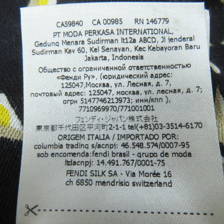 FENDI scarf Zucca Pattern Black Yellow Beige White silk Women FXT069