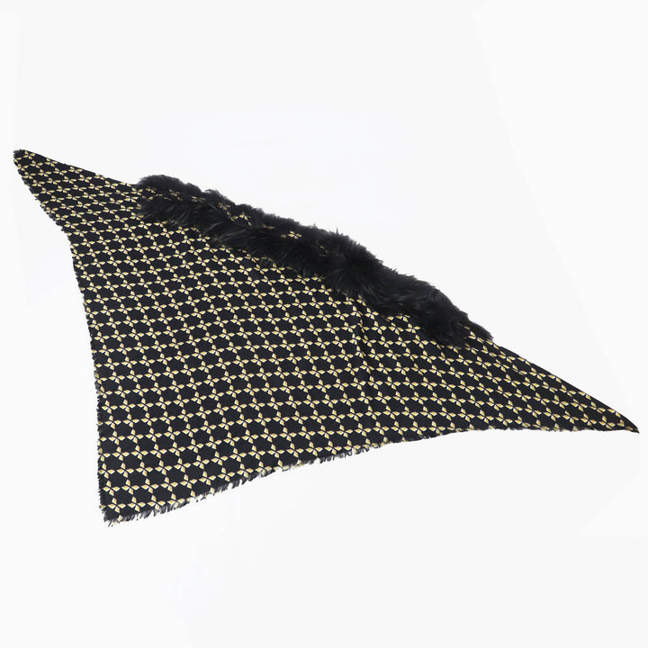 FENDI scarf Zucca Pattern Black Yellow Beige White silk Women FXT069