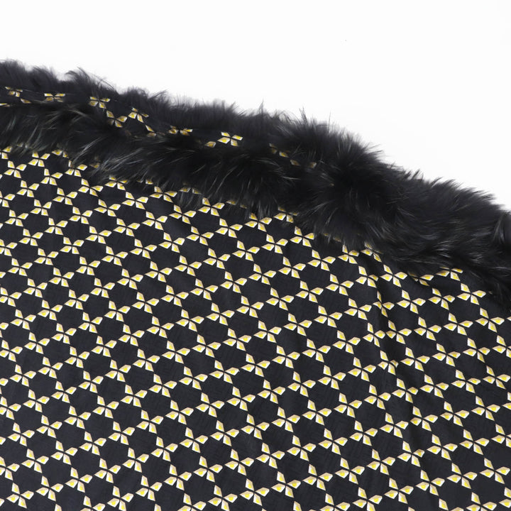 FENDI scarf Zucca Pattern Black Yellow Beige White silk Women FXT069