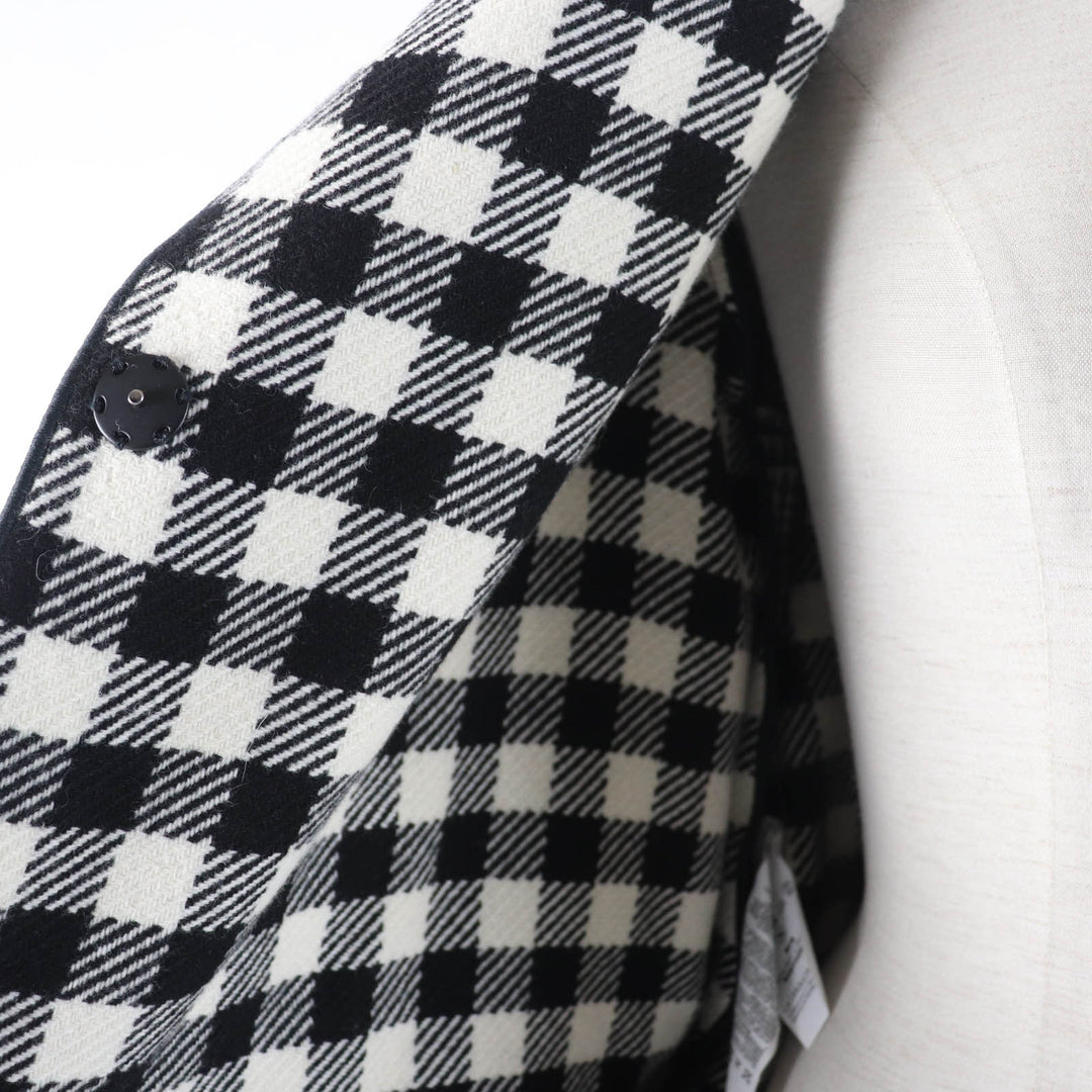 Excellent EMPORIO ARMANI coat Houndstooth pattern with belt black wool Women 38