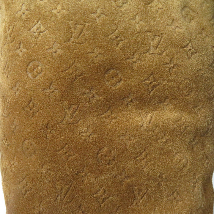 Excellent LOUIS VUITTON Knee-high boots monogram mouton Brown Suede leather 37