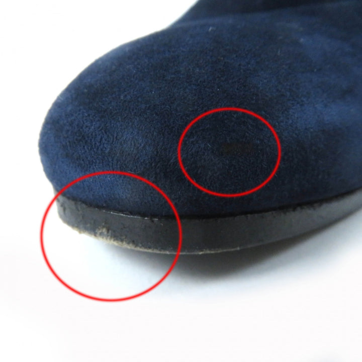 Great HERMES short boots Saint Germain kelly buckle Navy Suede leather 36.5