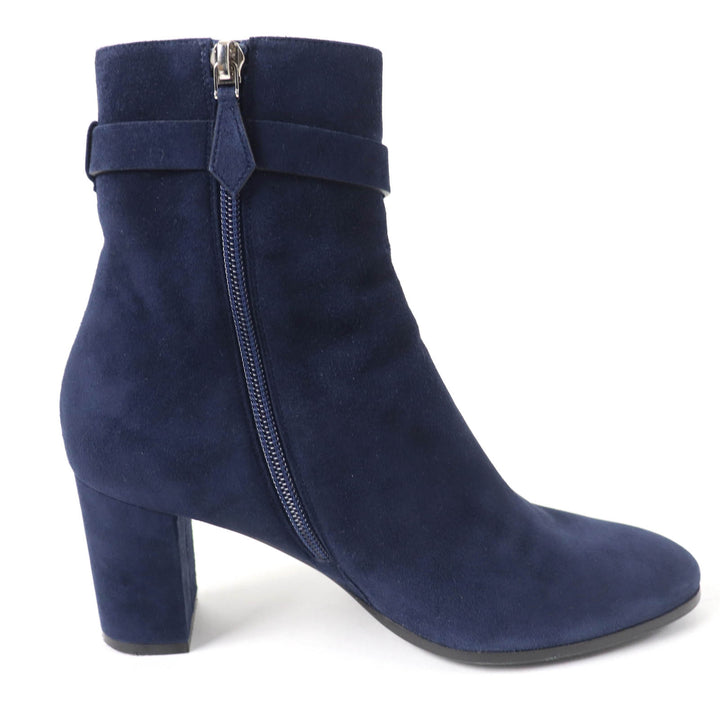 Great HERMES short boots Saint Germain kelly buckle Navy Suede leather 36.5
