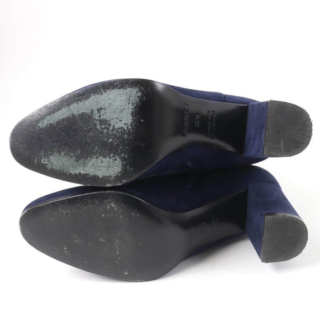 Great HERMES short boots Saint Germain kelly buckle Navy Suede leather 36.5
