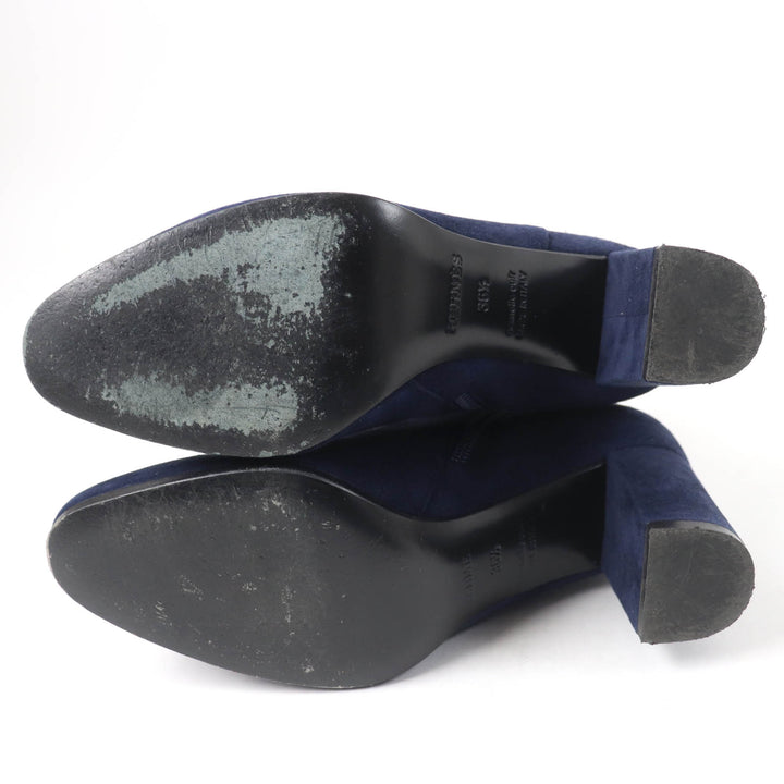 Great HERMES short boots Saint Germain kelly buckle Navy Suede leather 36.5