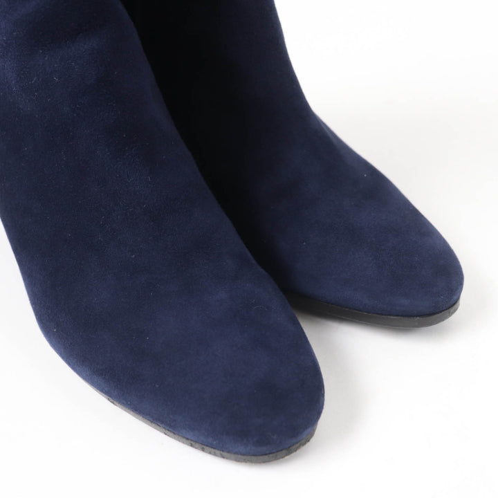 Great HERMES short boots Saint Germain kelly buckle Navy Suede leather 36.5