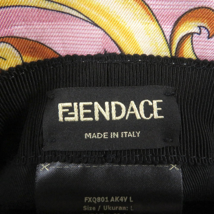 Excellent FENDACE hat FF logo Zucca Baroque all-over pattern bucket pink silk mens L FXQ801