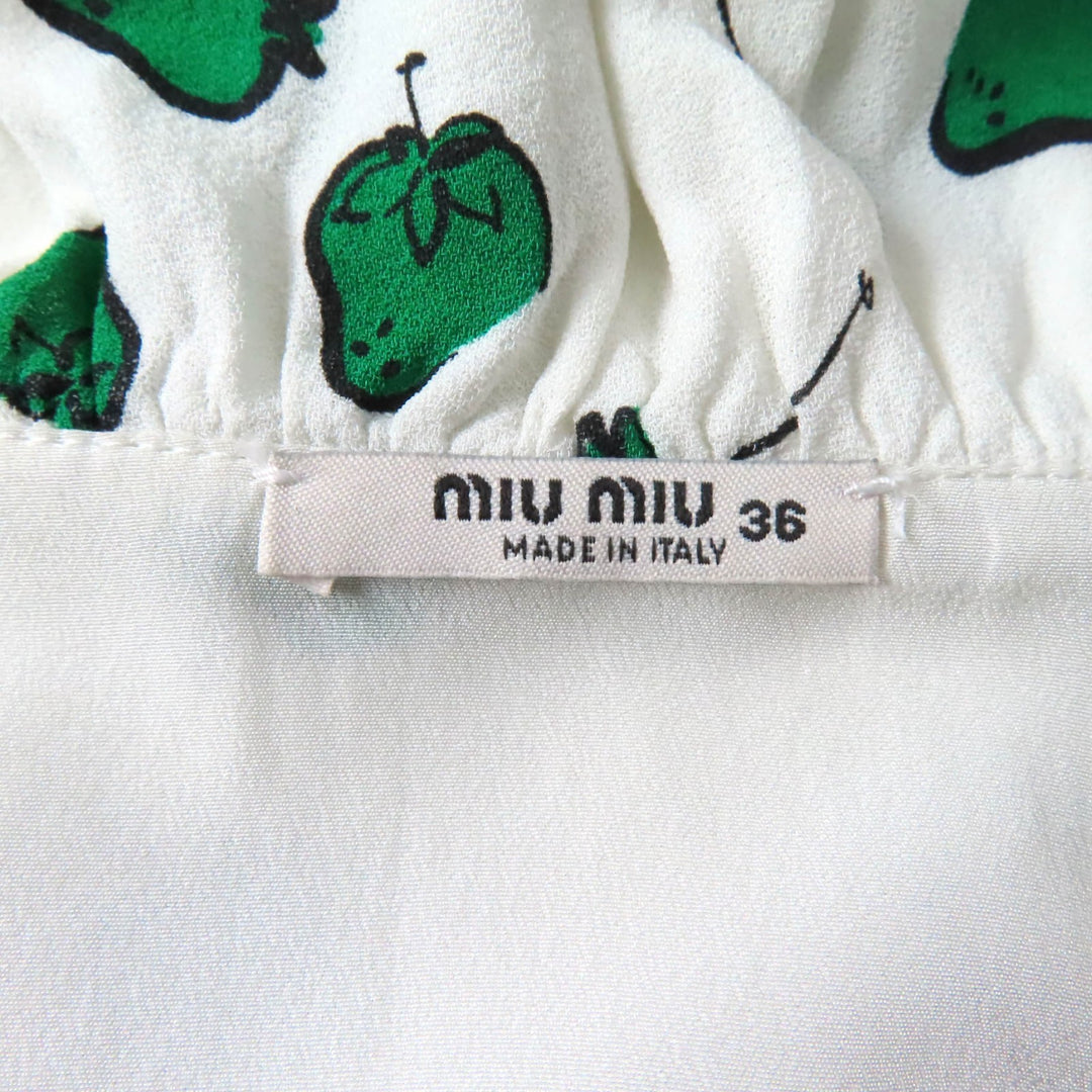 Very Good MIUMIU one piece Strawberry print ruffle collar long sleeve wrap white Viscose Women 36 MF2785
