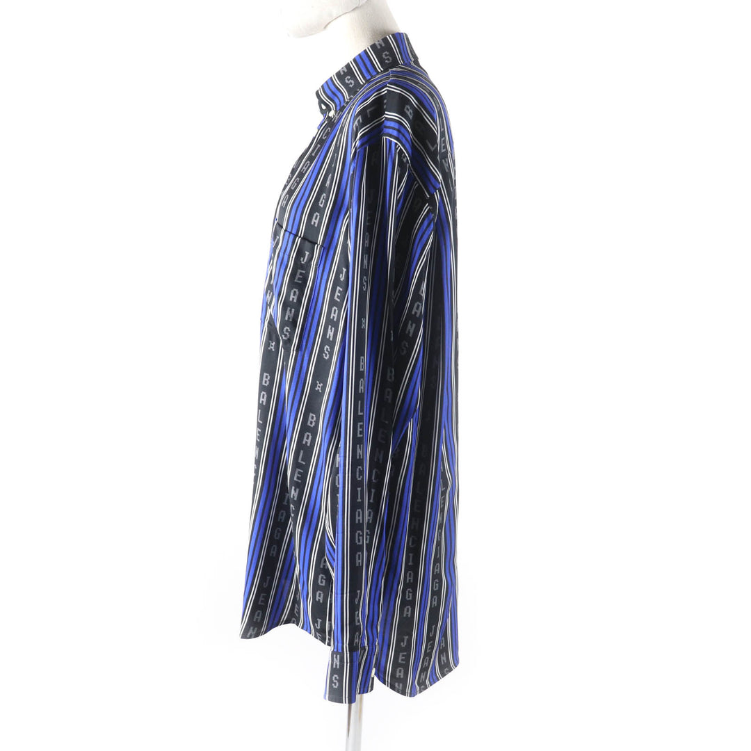 Excellent BALENCIAGA Long sleeve shirt Striped logo Oversized Multi Rayon 34