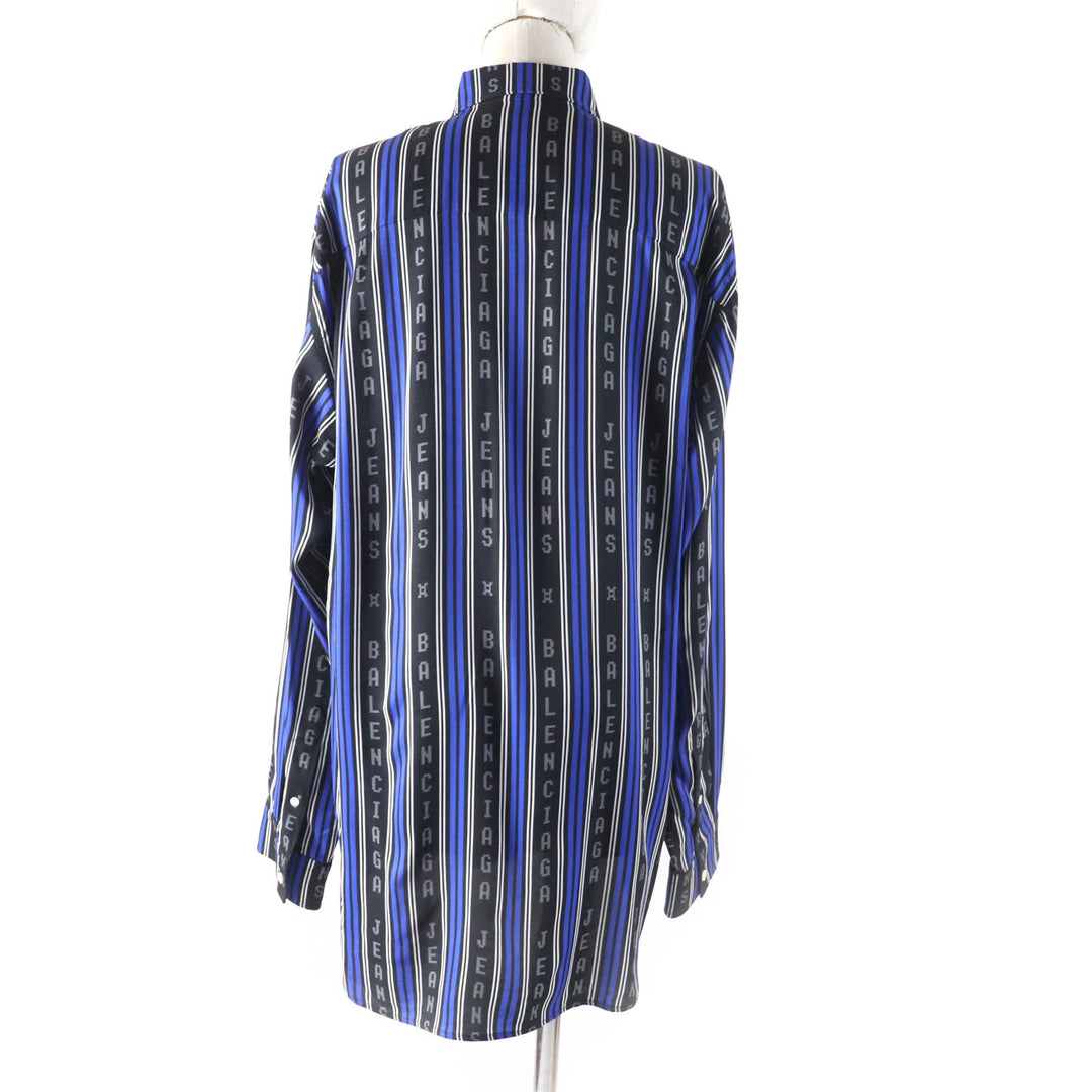 Excellent BALENCIAGA Long sleeve shirt Striped logo Oversized Multi Rayon 34