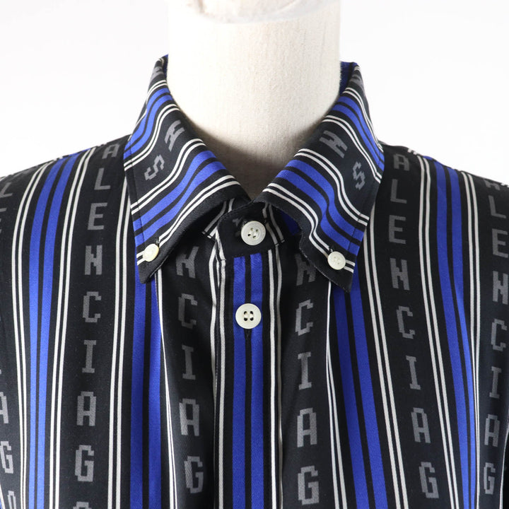 Excellent BALENCIAGA Long sleeve shirt Striped logo Oversized Multi Rayon 34