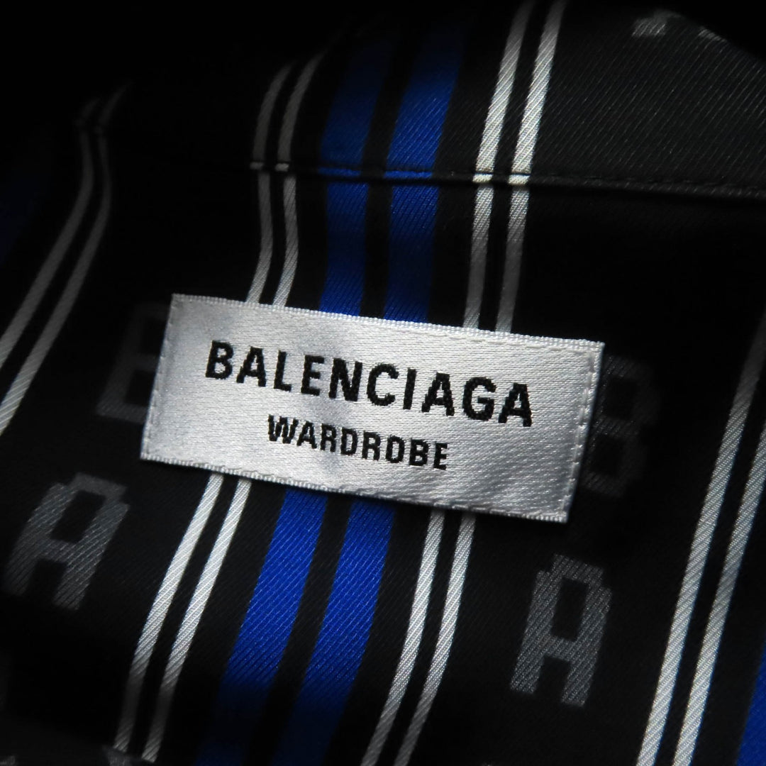 Excellent BALENCIAGA Long sleeve shirt Striped logo Oversized Multi Rayon 34