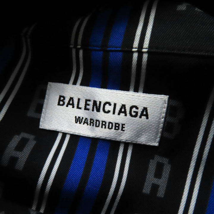 Excellent BALENCIAGA Long sleeve shirt Striped logo Oversized Multi Rayon 34