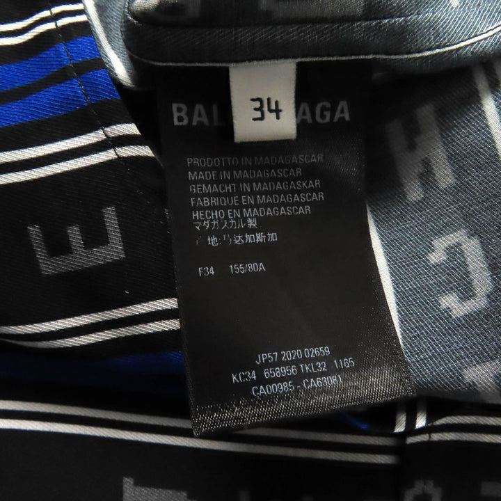 Excellent BALENCIAGA Long sleeve shirt Striped logo Oversized Multi Rayon 34