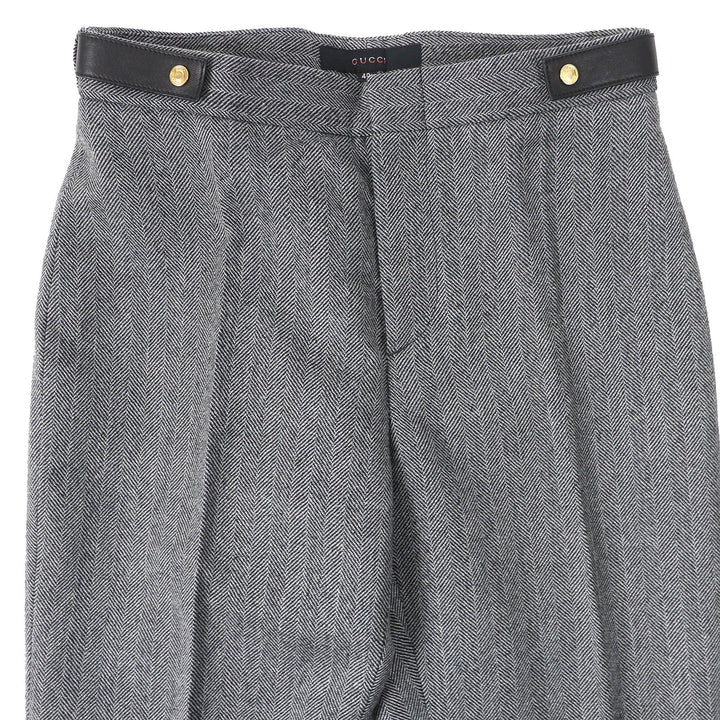 Pristine GUCCI Pants Tom Ford period herringbone pattern with leather belt Gray Women 40